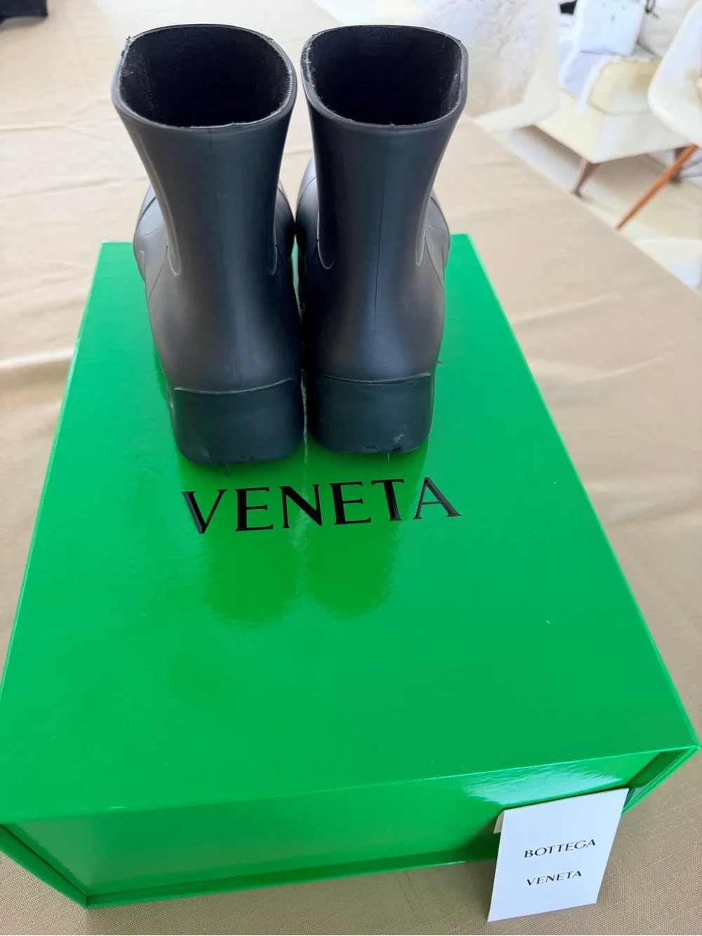Bottega Veneta Black Matte Rubber Ankle Booties